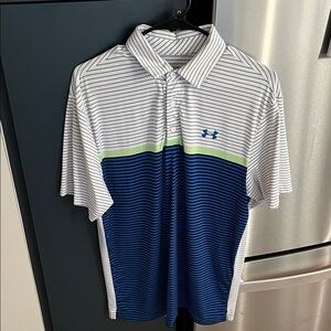 Under Armour Men's Blue and White Polo Shirt